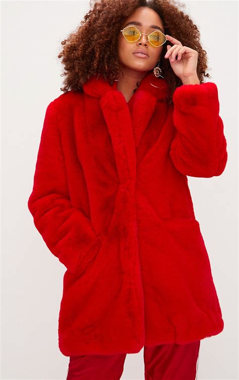 red shearling coat